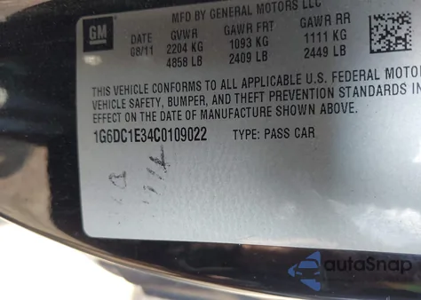 2012 Cadillac Cts Standard from USA, damaged, VIN 1G6DC1E34C0109022